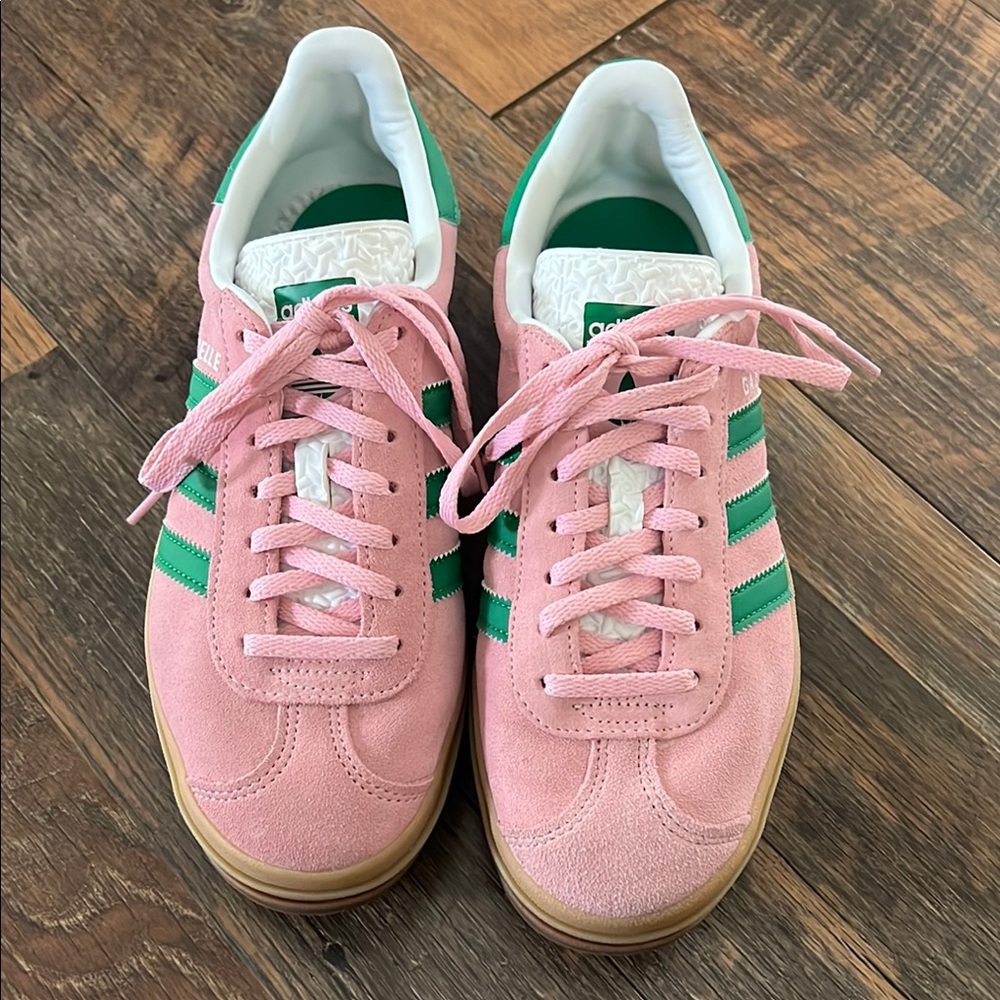 Adidas Women's Pink and Green Sneakers